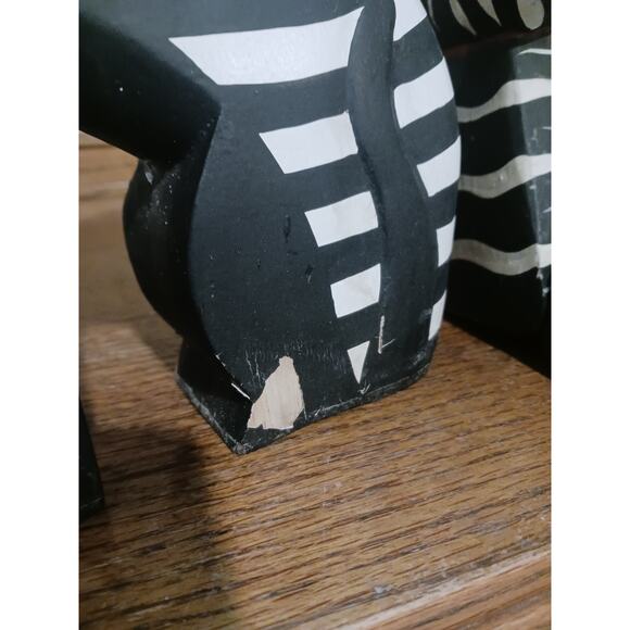 Vintage Laurel Burch Style Folk Art Black And White Wood Cats - Picture 3 of 10